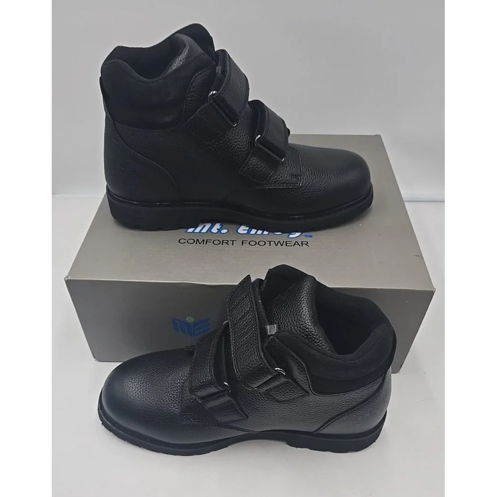 Mt. Emey Men's Extra-Depth Strap Closure Boots 12-6E Adventure Black Diabetic